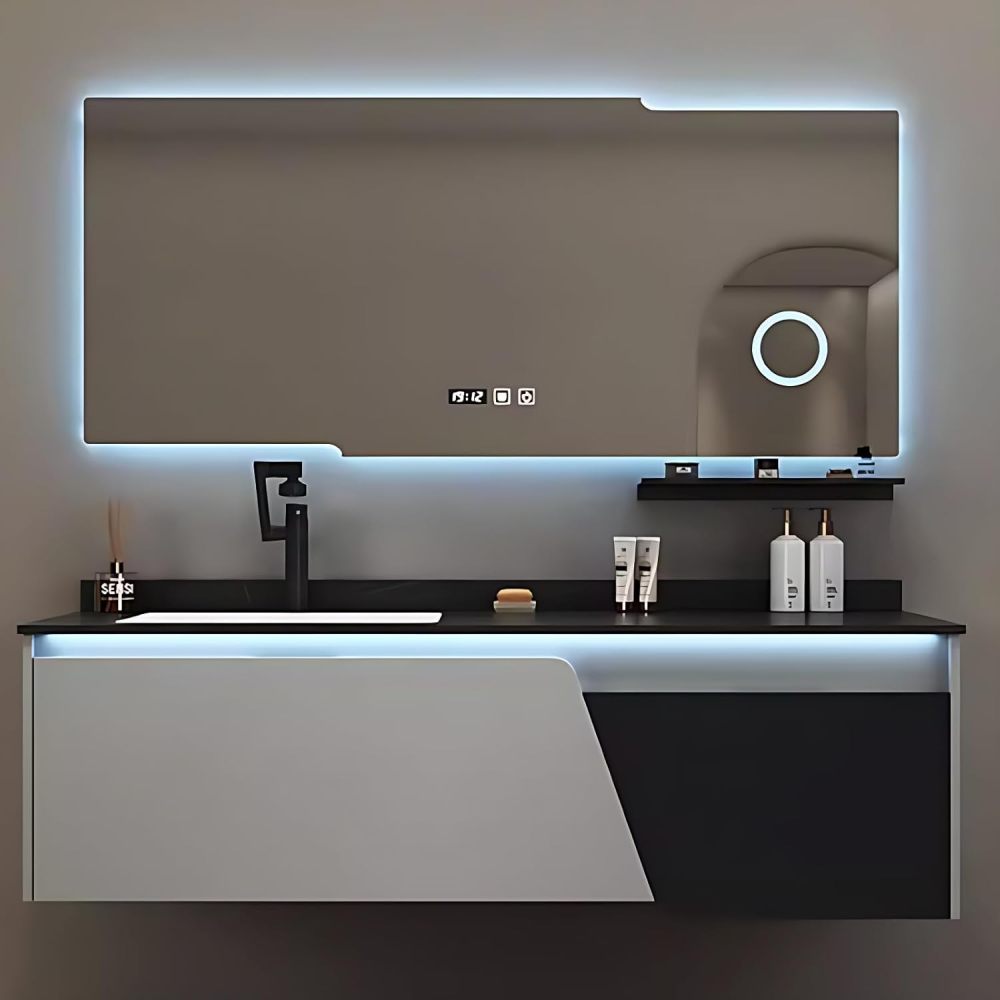 Modern Wall Mounted Bathroom Vanity Set with Sink – Floating Bathroom Vanity Cabinet with LED Anti-Fog Mirror, Sensor Light, 2 Drawers, Cabinet with Sink (32IN)