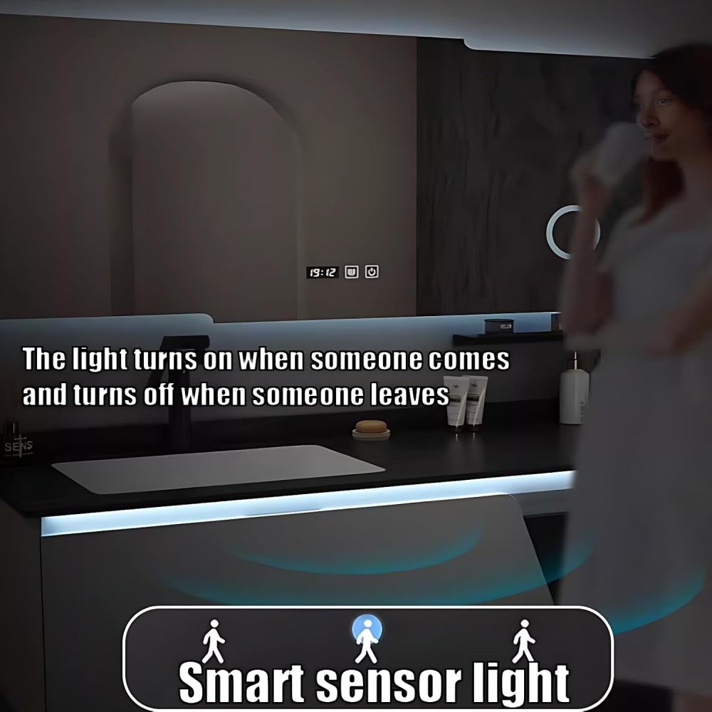 Modern Wall Mounted Bathroom Vanity Set with Sink – Floating Bathroom Vanity Cabinet with LED Anti-Fog Mirror, Sensor Light, 2 Drawers, Cabinet with Sink (32IN)