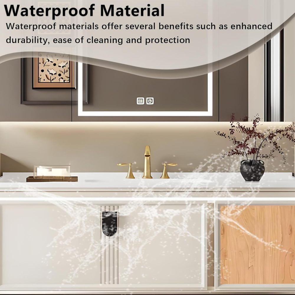 82IN Bathroom Vanity - Floating Bathroom Vanity with Smart Defog Mirror, Solid Wood Sink with Seamless Sink & Multiple Storage Areas, Complete Accessories, No Assembly Required