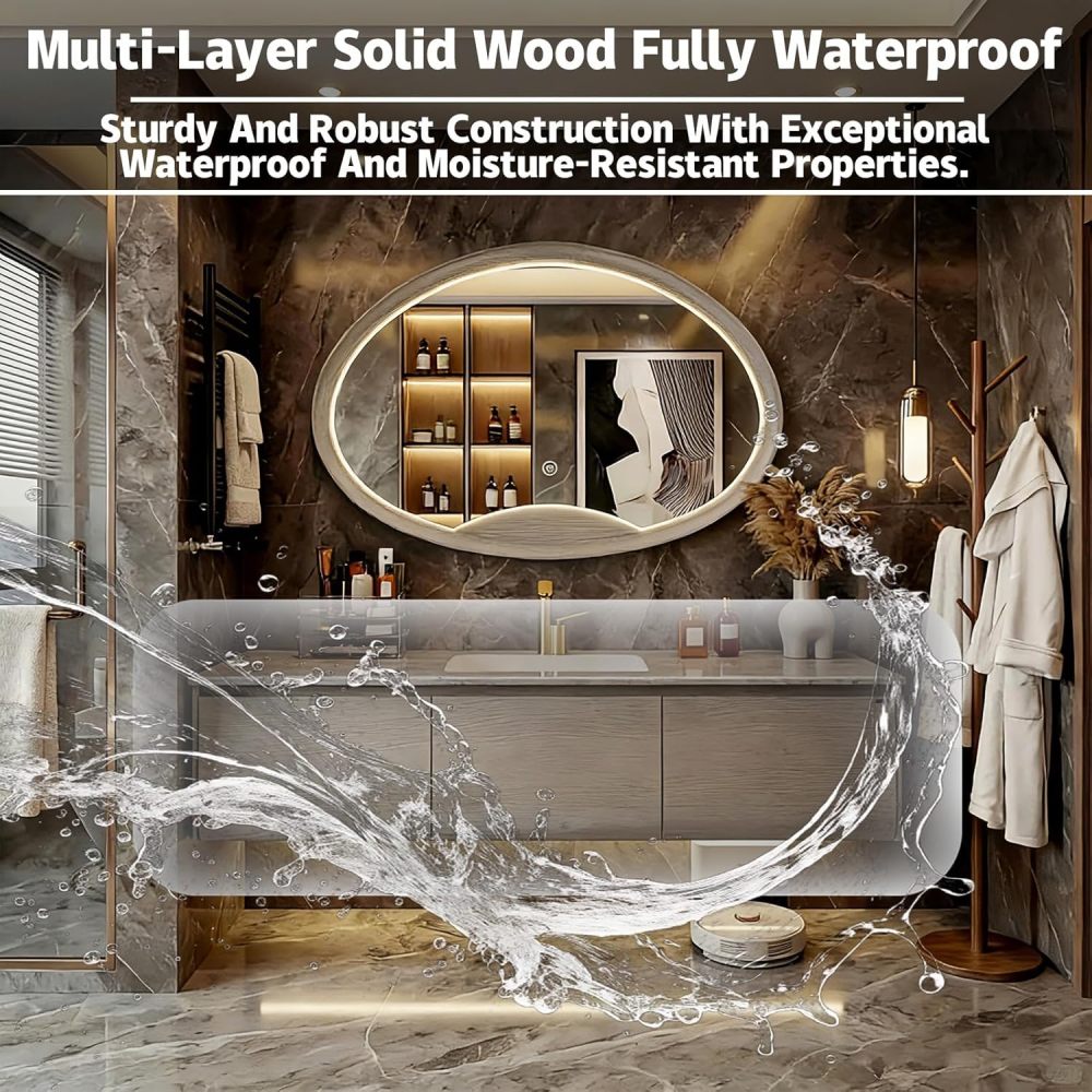 Gray 82IN Luxury Bathroom Vanity with Sink - Floating Bathroom Vanity Set | Includes LED Smart Defogging Mirror & Drawers | Marble Countertop | Oak Material