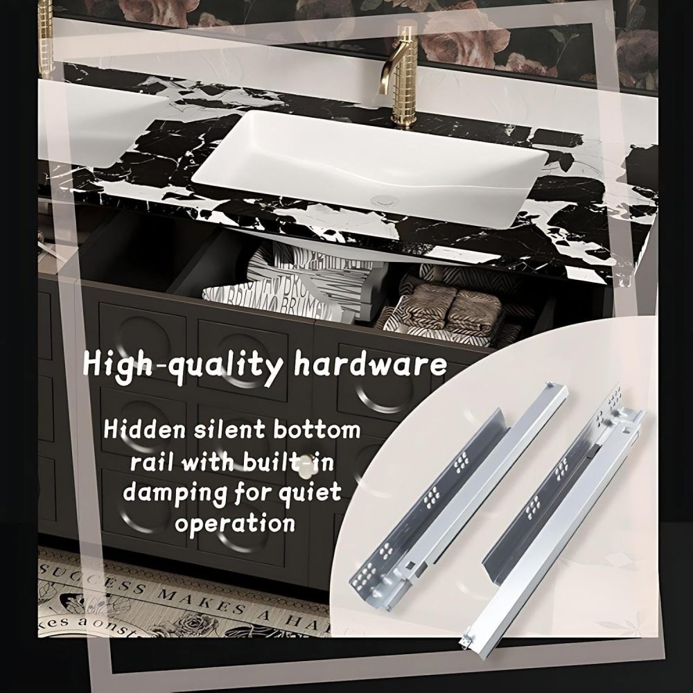 Modern Luxury Bathroom Vanity - with Sink and Anti-Fog Mirror | Textured Moisture-Resistant Cabinet | Seamless Ceramic Sink | Soft Close Drawers | Multi-Layer Solid Wood(White,64 in)