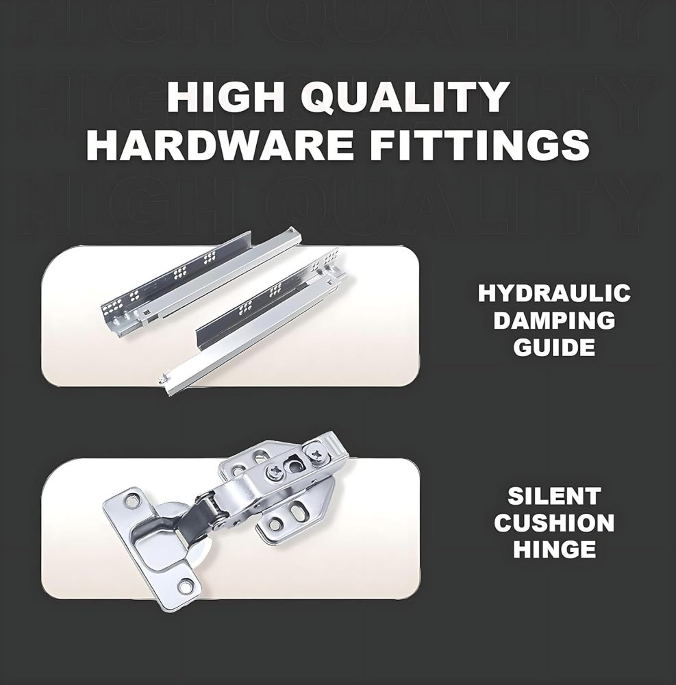 98IN Double Bathroom Vanity with Sink - Freestanding Bathroom Vanity | Luxurious and Spacious Design | Equipped with LED Smart Defogging Mirror | Ceramic Sink and Countertop | Oak Carving