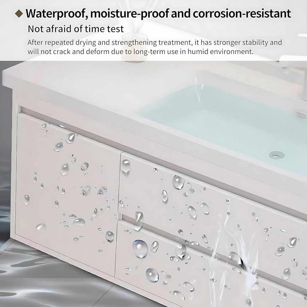 Bathroom Vanity with Sink - Stylish Bathroom Single Sink Cabinet, Modern Floating Vanity & Intelligent Fog-Free Mirror Cabinet | Solid Wood Material (White, 44")