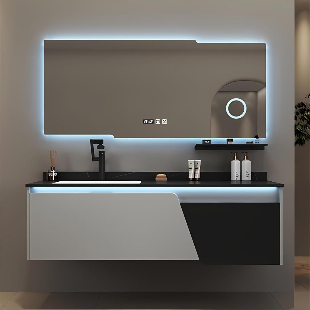 Bathroom Vanity with Sink - Modern Floating Vanity Set - Includes Bathroom Vanity Cabinet and Led Smart Defog Mirror, with 2 Drawers (Mirror, 36")