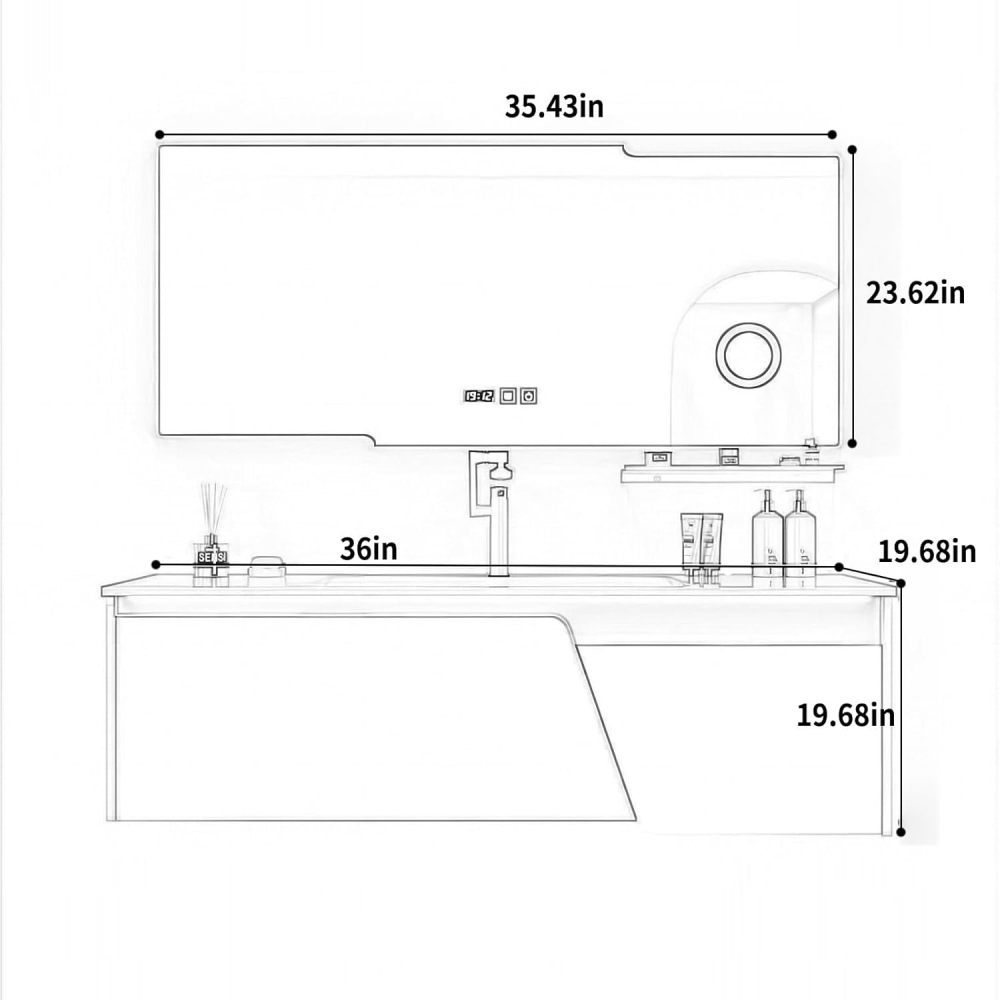Bathroom Vanity with Sink - Modern Floating Vanity Set - Includes Bathroom Vanity Cabinet and Led Smart Defog Mirror, with 2 Drawers (Mirror, 36")