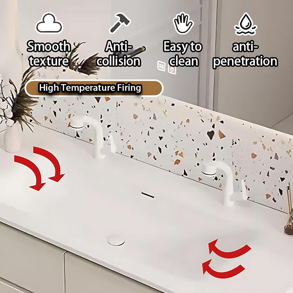 92IN Bathroom Vanity with Sink - Double Floating Sink with Smart Anti-Fog Mirror, Bathroom Vanity Cabinet, Large Storage Space, Customizable Size - Complete Accessories, Mirror Yellow