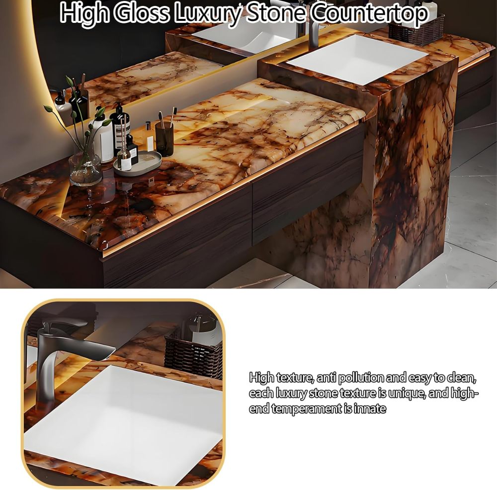 54IN Bathroom Vanity with Sink - Modern Pedestal Sink Cabinet with Drawers, Floor Bathroom Vanity with Smart Defogger Mirror, Motion Sensor Light - Complete Accessories