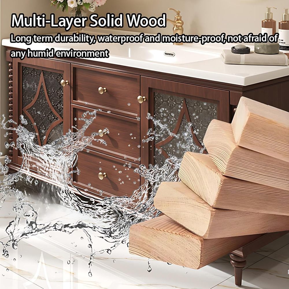 90IN Bathroom Vanity with Sink - Floor-Standing Bathroom Vanity Cabinet with Smart Defog Mirror, Solid Wood Single Floating Sink Design, Custom Sizes - Complete Accessories,Style A