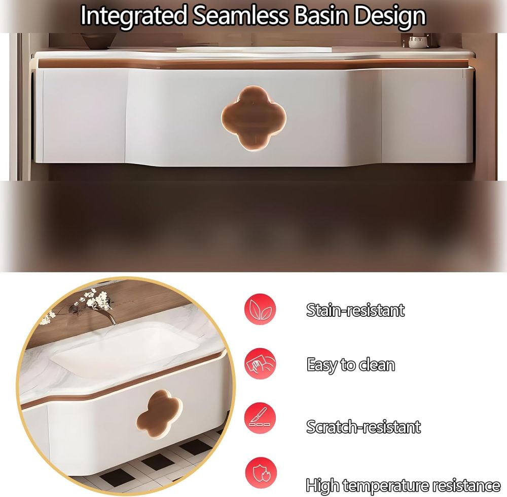 58IN Bathroom Vanity with Sink - Modern Bathroom Vanity Cabinet with Smart Defogger Mirror & Motion Sensor Light, Single Floating Sink, Storage Solution - Complete Accessories, Mirror