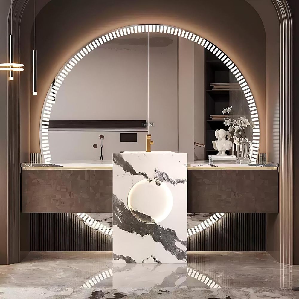 60IN Bathroom Vanity with Sink - Modern Bathroom Vanity Cabinet with Motion Sensor Light, Single Floating Sink, Smart Anti-Fog Mirror, Customizable Size - Complete Accessories, Style B