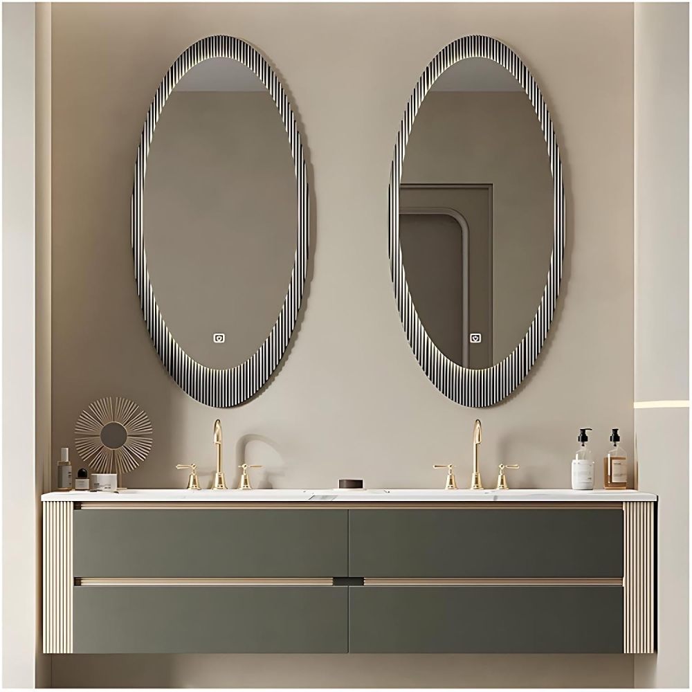 78IN Modern Bathroom Vanity with Sink - Double Floating Sink Design, Wall-Mounted Bathroom Vanity Cabinet with Intelligent Defogging Mirror, Solid Wood - Customizable Size, Double Mirror