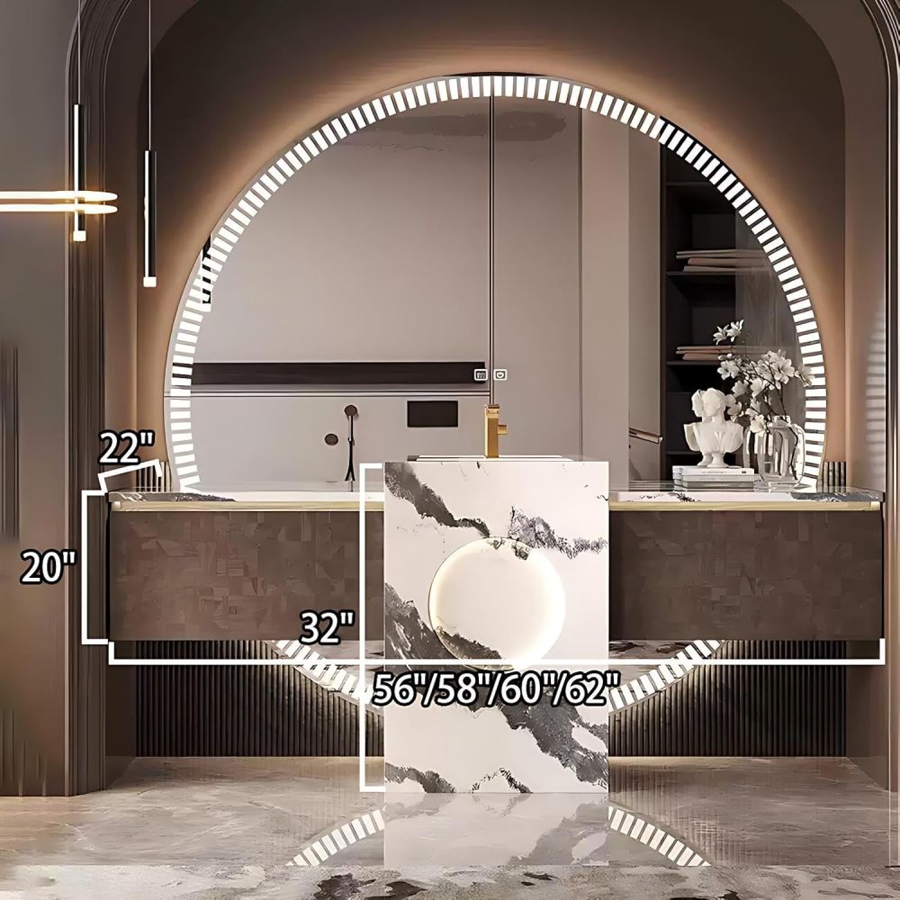 60IN Bathroom Vanity with Sink - Modern Bathroom Vanity Cabinet with Motion Sensor Light, Single Floating Sink, Smart Anti-Fog Mirror, Customizable Size - Complete Accessories, Style B