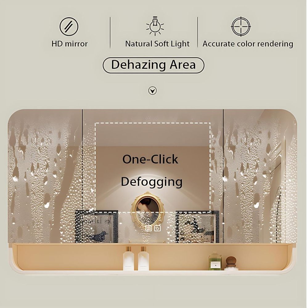 52IN ZGNBSD Bathroom Vanity with Sink - Bathroom Sink Cabinet with Drawers, Wall-Mounted Vanity, Multi-layer Solid Wood, Smart Anti-Fog Mirror, Customizable Size - Complete Accessories, MIRROR CABINET