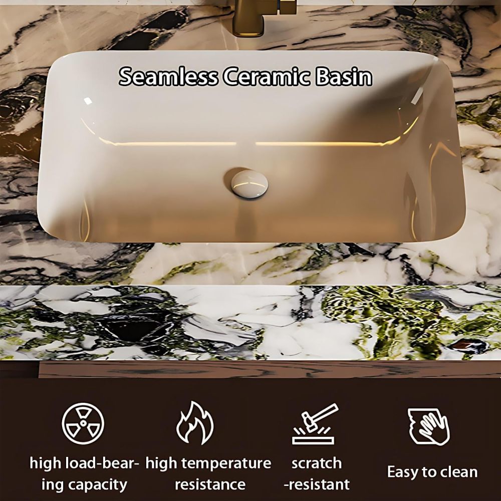 48IN Bathroom Vanity with Sink - Wall-Mounted Bathroom Sink Cabinet with Smart Defog Mirror, Single Floating Sink Design, Large Storage Space, Custom Size - Complete Accessories, Brown