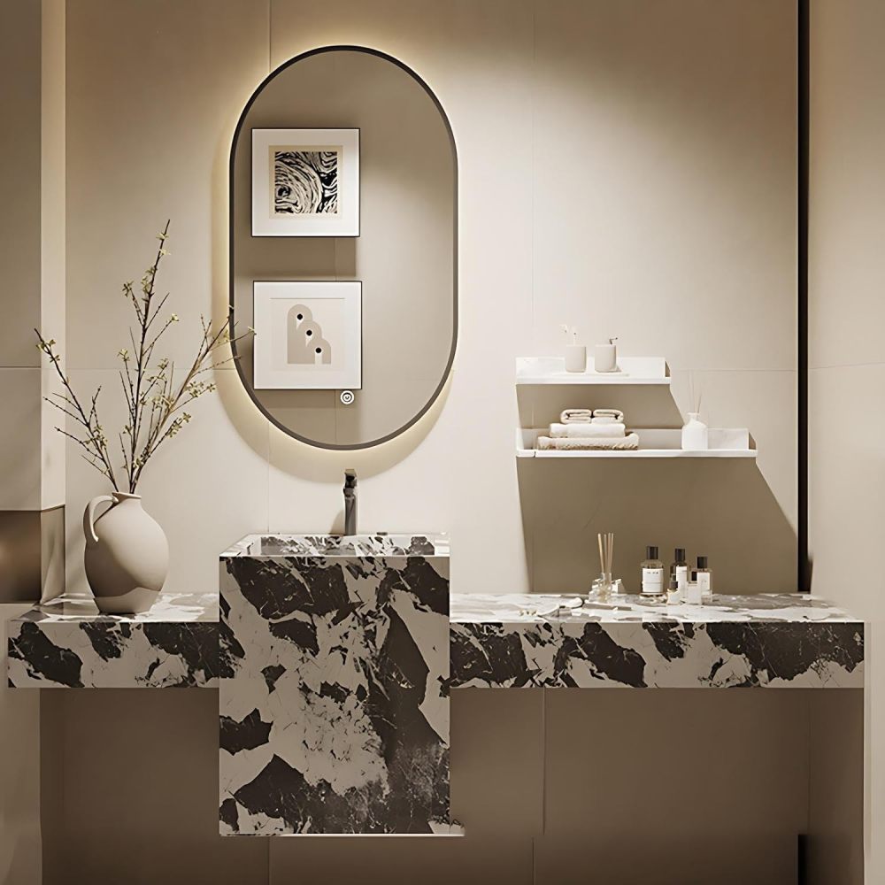94IN Bathroom Vanity with Sink - Single Bathroom Sink Cabinet with Smart Defog Mirror, Solid Wood Floating Vanity, Large Storage Space, Customizable Sizes - Complete Accessories,Style C