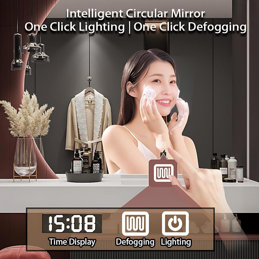 98IN Bathroom Vanity with Sink - Modern Bathroom Cabinet with Drawers, Single Sink Vanity, Intelligent Defogging, Multi-Layer Solid Wood, Custom Sizes - Complete Accessories Mirror
