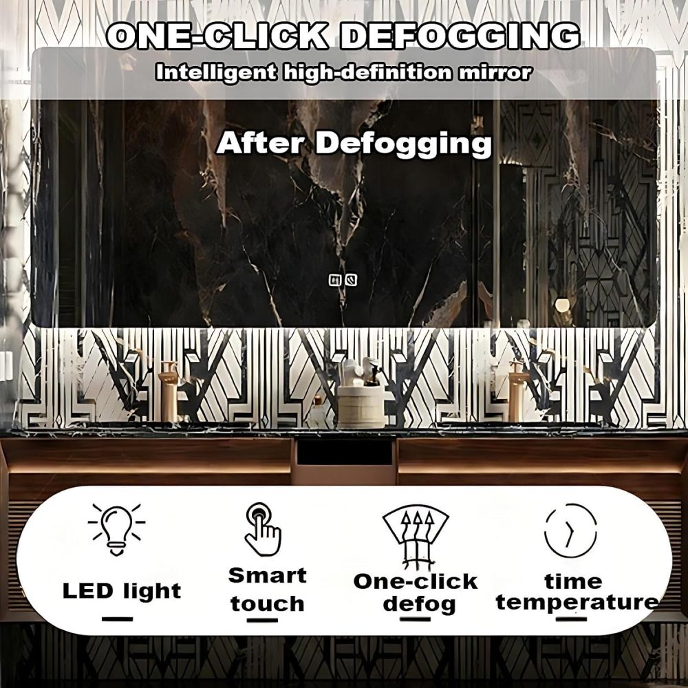 104IN Luxury Bathroom Vanity with Sink - Solid Wood Bathroom Vanity Cabinet, Intelligent Defogging Mirror, Single Sink, Silent Buffer Hinge, Seamless Design - Customizable Size, Mirror
