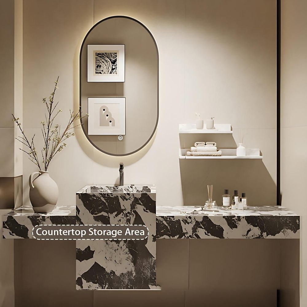 94IN Bathroom Vanity with Sink - Single Bathroom Sink Cabinet with Smart Defog Mirror, Solid Wood Floating Vanity, Large Storage Space, Customizable Sizes - Complete Accessories,Style C