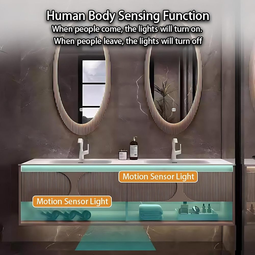96IN Bathroom Vanity with Sink - Bathroom Sink Cabinet with Motion Sensor Lighting, Floating Vanity, Smart Defog Mirror, Multi-Layer Solid Wood - Complete Accessories,Style A