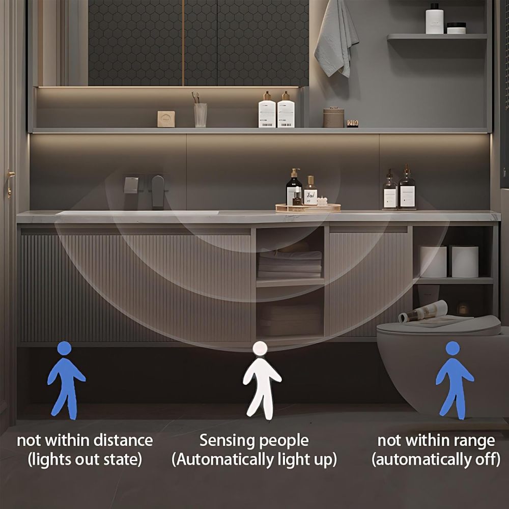 104IN Bathroom Vanity with Sink - Floating Vanity with Motion Sensor Light, Bathroom Sink Cabinet, Intelligent Defogging, Multilayer Solid Wood, Custom Size - Complete Accessories Grey