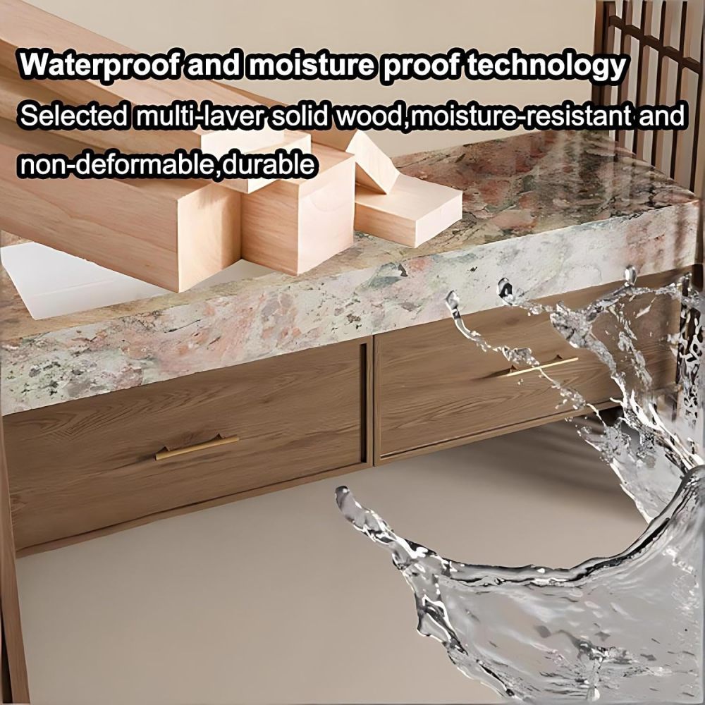 58IN Bathroom Vanity with Sink - Solid Wood Bathroom Vanity with Multiple Storage Area, Includes Smart Defog Mirror, One-Touch Defog & Lighting, No Assembly Required, Wood