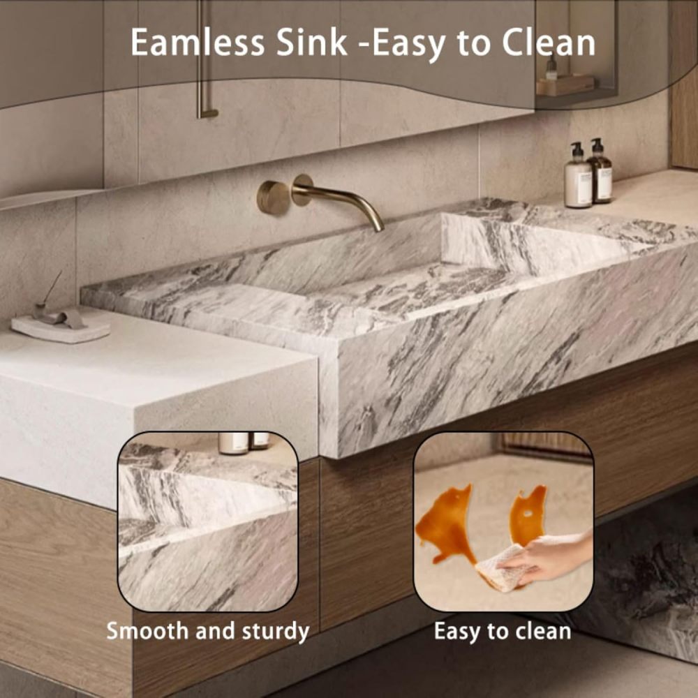 54IN Bathroom Vanity - Luxury Bathroom Vanity with Anti-Fog Mirror Cabinet, Solid Wood Bathroom Sink Cabinet with Multiple Storage Areas, No Assembly Required, Wood - Mirror Cabinet