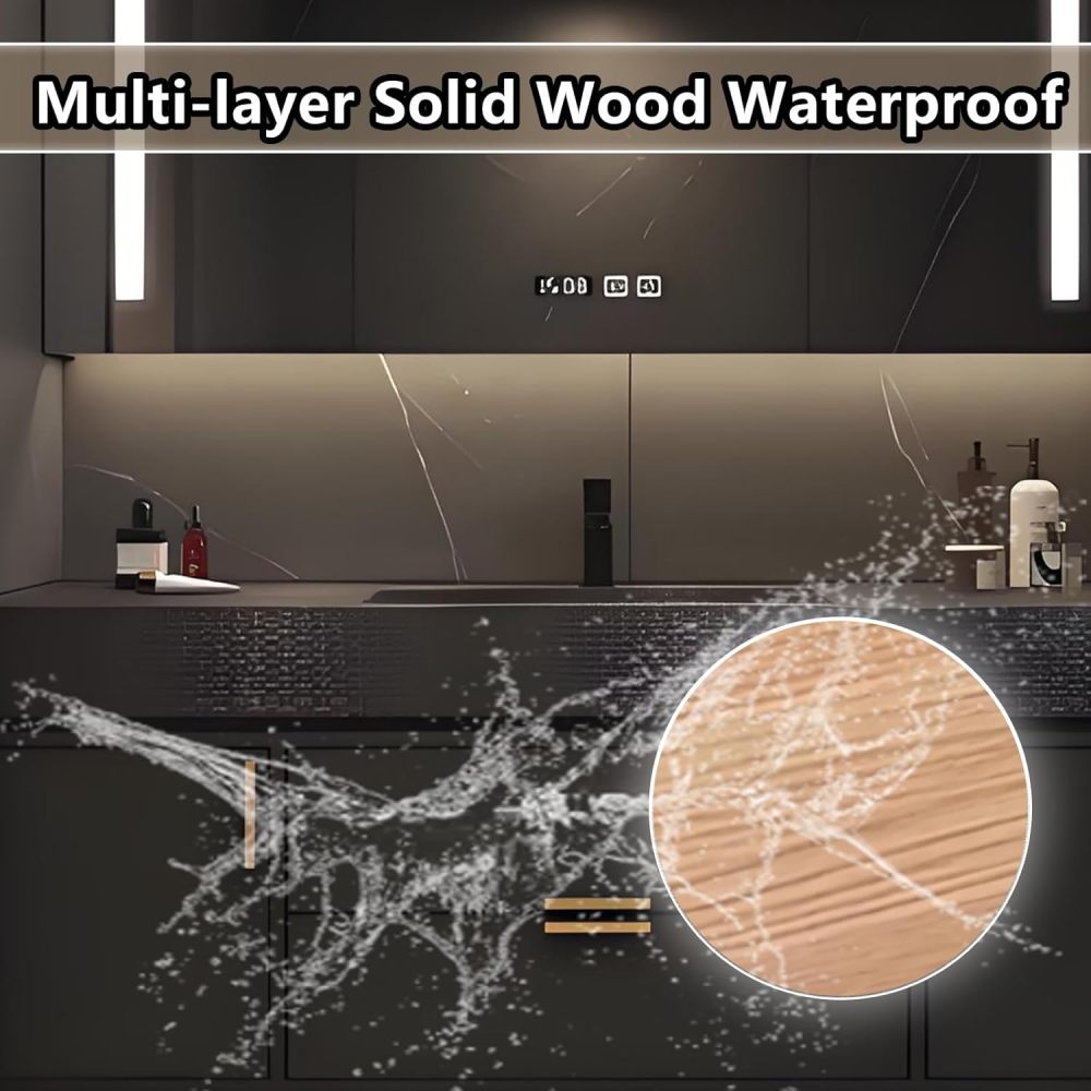 56IN Bathroom Vanity - Luxury Bathroom Vanity with Smart Defog Mirror, Floating Sink Cabinet with Drawers & Door, Complete Accessories, No Assembly Required, Gray