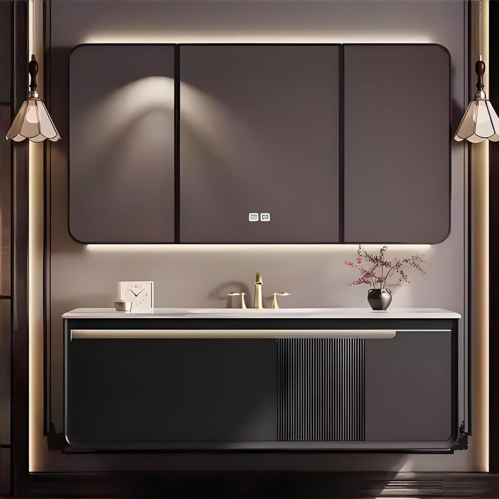 70IN Bathroom Vanity - Modern Bathroom Vanity with Seamless Sink & Smart Defog Mirror, One-Touch Defog & Lighting, Floating Sink Cabinet with Doors & Drawer, No Assembly Required,