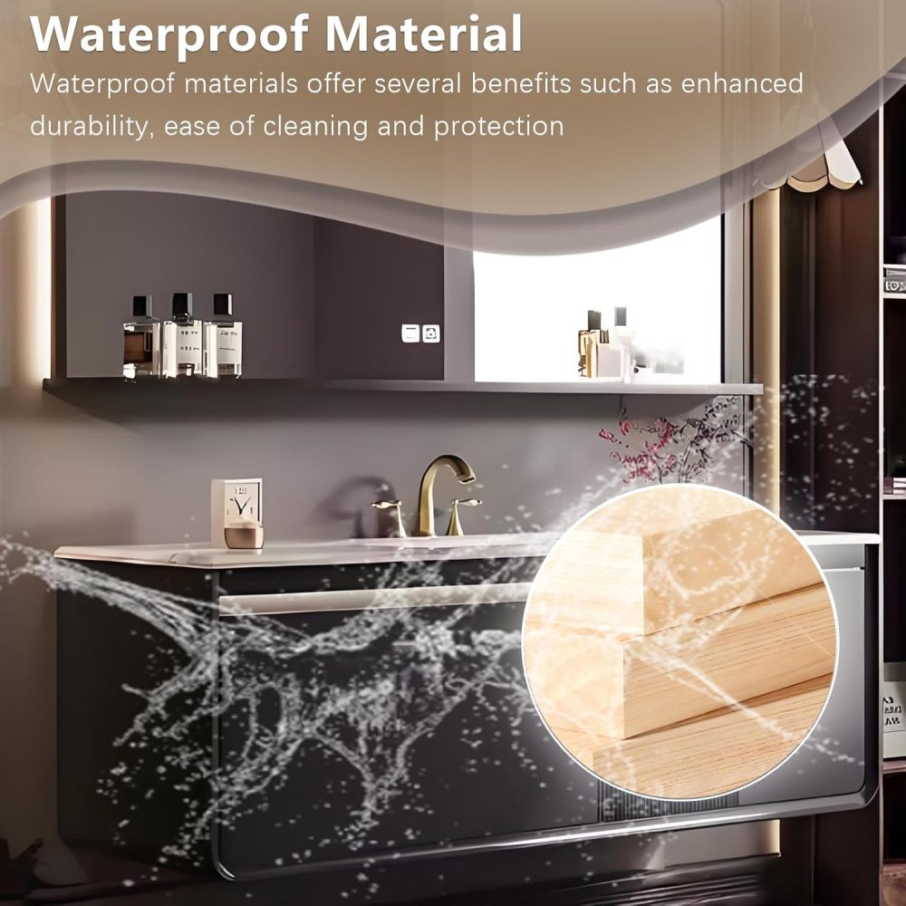 70IN Bathroom Vanity - Modern Bathroom Vanity with Seamless Sink & Smart Defog Mirror, One-Touch Defog & Lighting, Floating Sink Cabinet with Doors & Drawer, No Assembly Required,