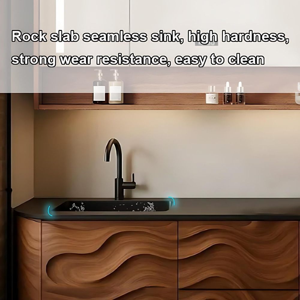 Bathroom Vanity with Sink - Solid Wood Bathroom Vanity with Smart LED Defog Mirror, Floor Mount Sink Cabinet with 2 Drawers (Wood,30IN)