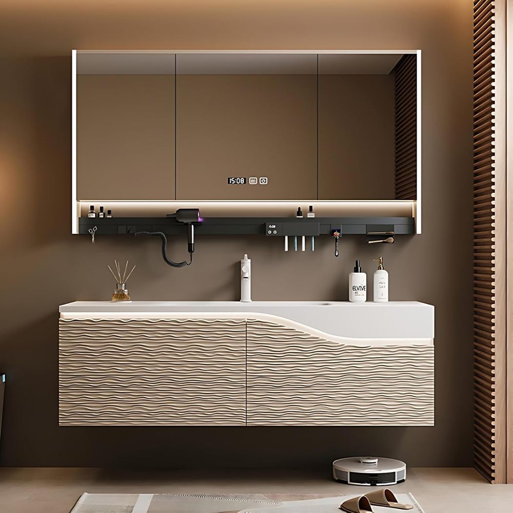 Bathroom Vanity - Elegant Bathroom Vanity with Sink, Floating Vanity Set,Includes Smart Defogging Mirror Cabinet and Multi-Function Shelf (48")