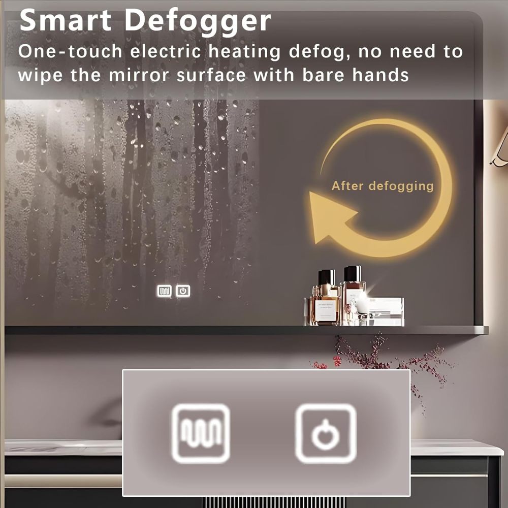 70IN Bathroom Vanity - Modern Bathroom Vanity with Seamless Sink & Smart Defog Mirror, One-Touch Defog & Lighting, Floating Sink Cabinet with Doors & Drawer, No Assembly Required,