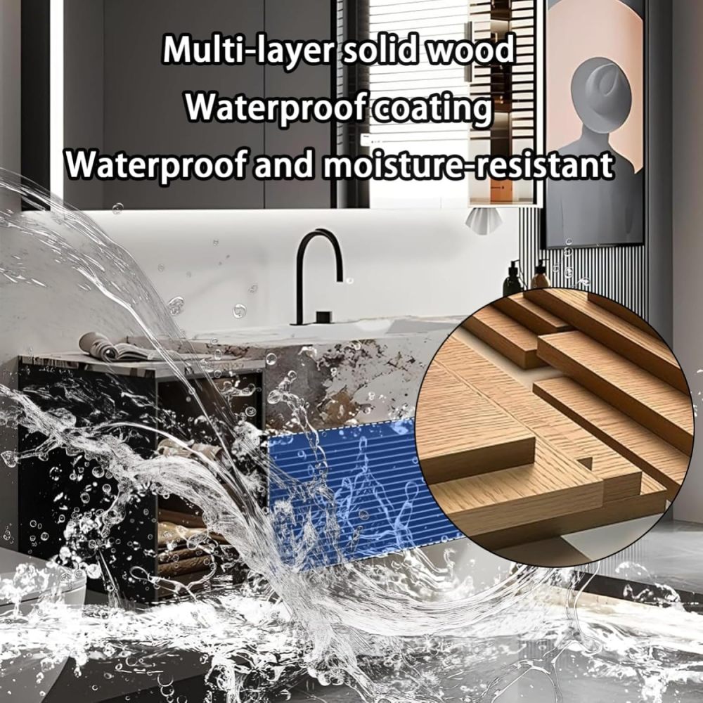 84IN Bathroom Vanity - Modern Bathroom Vanity with Smart Defog Mirror, One-Touch Defog & Lighting, Floating Sink Cabinet with Drawer & Door, No Assembly Required, Black