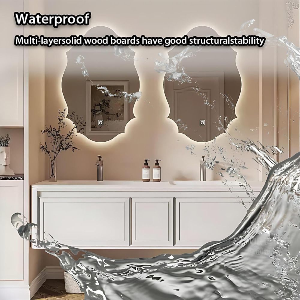 78IN Bathroom Vanity with Sink - Bathroom Vanity Cabinet with Intelligent Defogging Mirror, Double Floating Sink Design, Solid Wood, Customizable Size - Complete Accessories, White