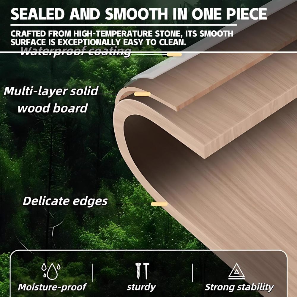 80IN Retro Bathroom Vanity with Sink - Solid Wood Floating Vanity Cabinet with Smart Anti-Fog Mirror, Seamless Stone Sink, Ample Storage, Customizable Sizes for Bathroom, Mirror