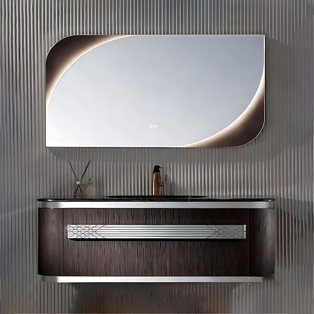 34IN Bathroom Vanity - Luxury Bathroom Vanity with Smart Defog Mirror, Floating Sink Cabinet with Large Capacity Drawers, Complete Accessories, No Assembly Required