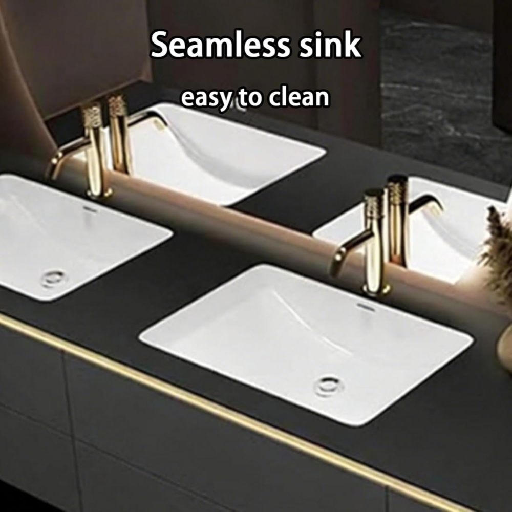 64IN Double Sink Bathroom Vanity - Luxury Bathroom Vanity with Smart Defog Mirror, One-Touch Defog & Lighting, Floating Sink Cabinet with 2 Drawers, Includes a Stool, White