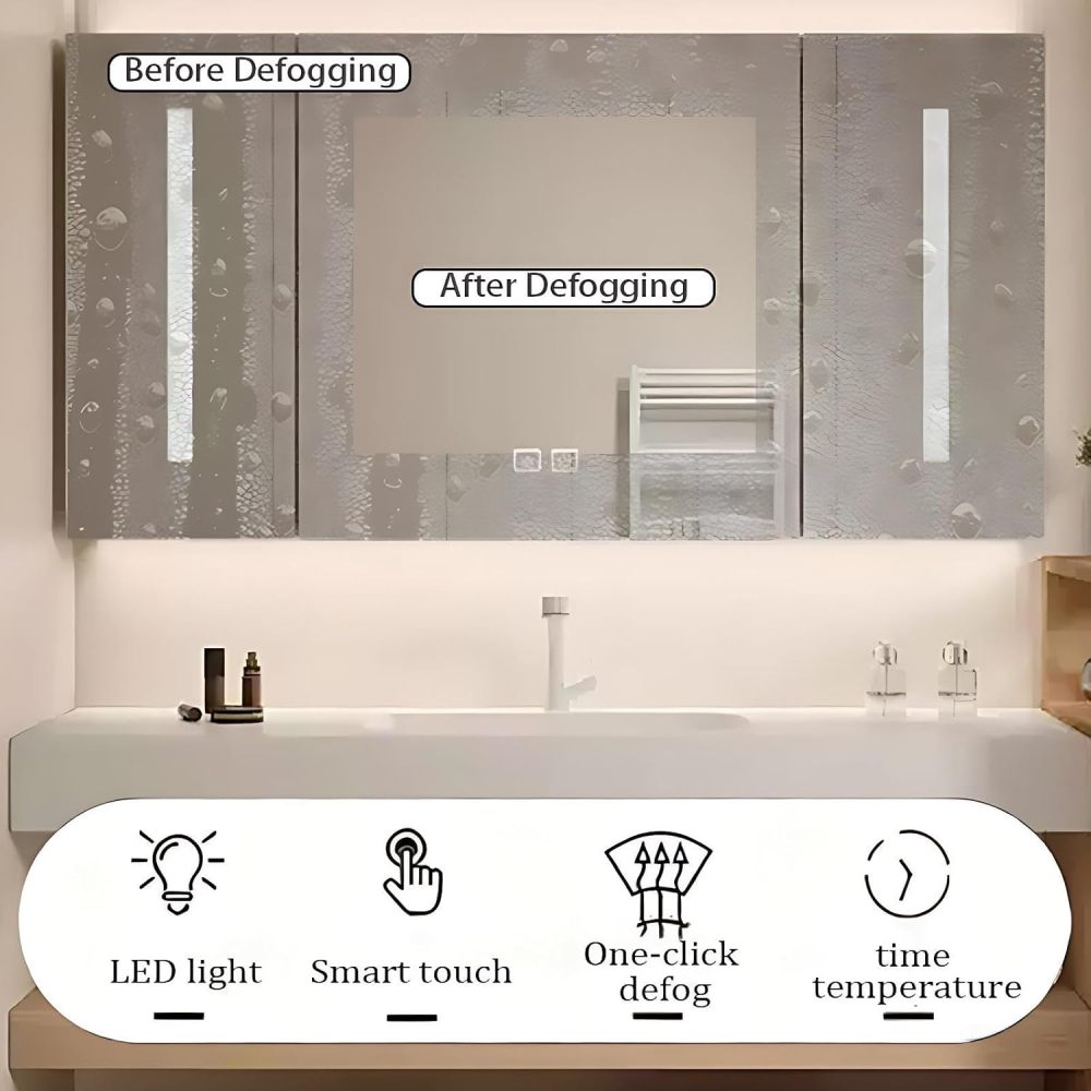 48IN Bathroom Vanity with Sink - Modern Bathroom Vanity Cabinet with Mirror, Single Floating Sink Design, Intelligent Defogging, Custom Complete Accessories, Style B