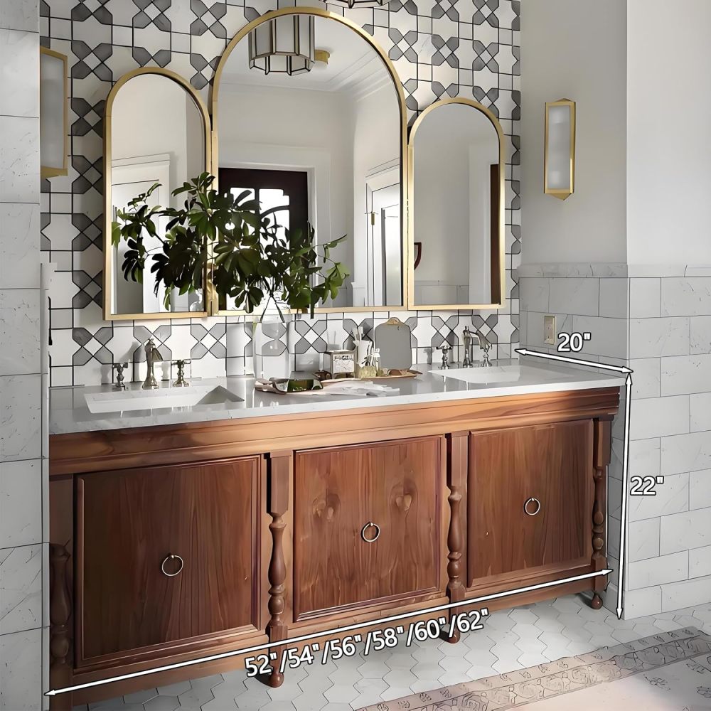 52IN Bathroom Vanity with Sink - Sink Bathroom Vanity Cabinet, Floor-Standing Vanities with Storage Space & Sintered Stone Basin, Multi-Layered Wood - Easy to Install, Brown