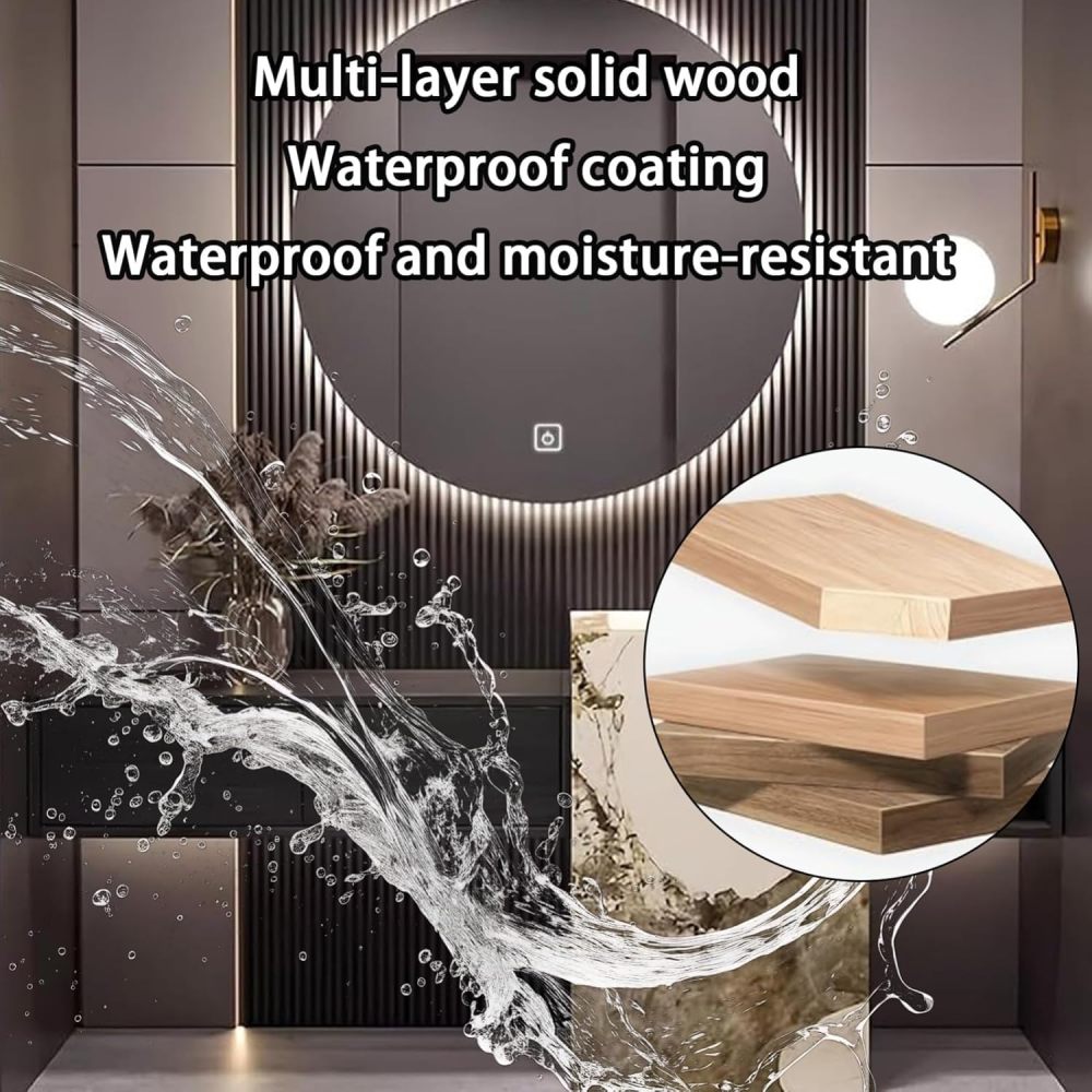 74IN Bathroom Vanity - Modern Bathroom Vanity with Smart Defog Mirror & 2 Drawers, One-Touch Defog, Floating Sink Cabinet with Seamless Sink, No Assembly Required, Black