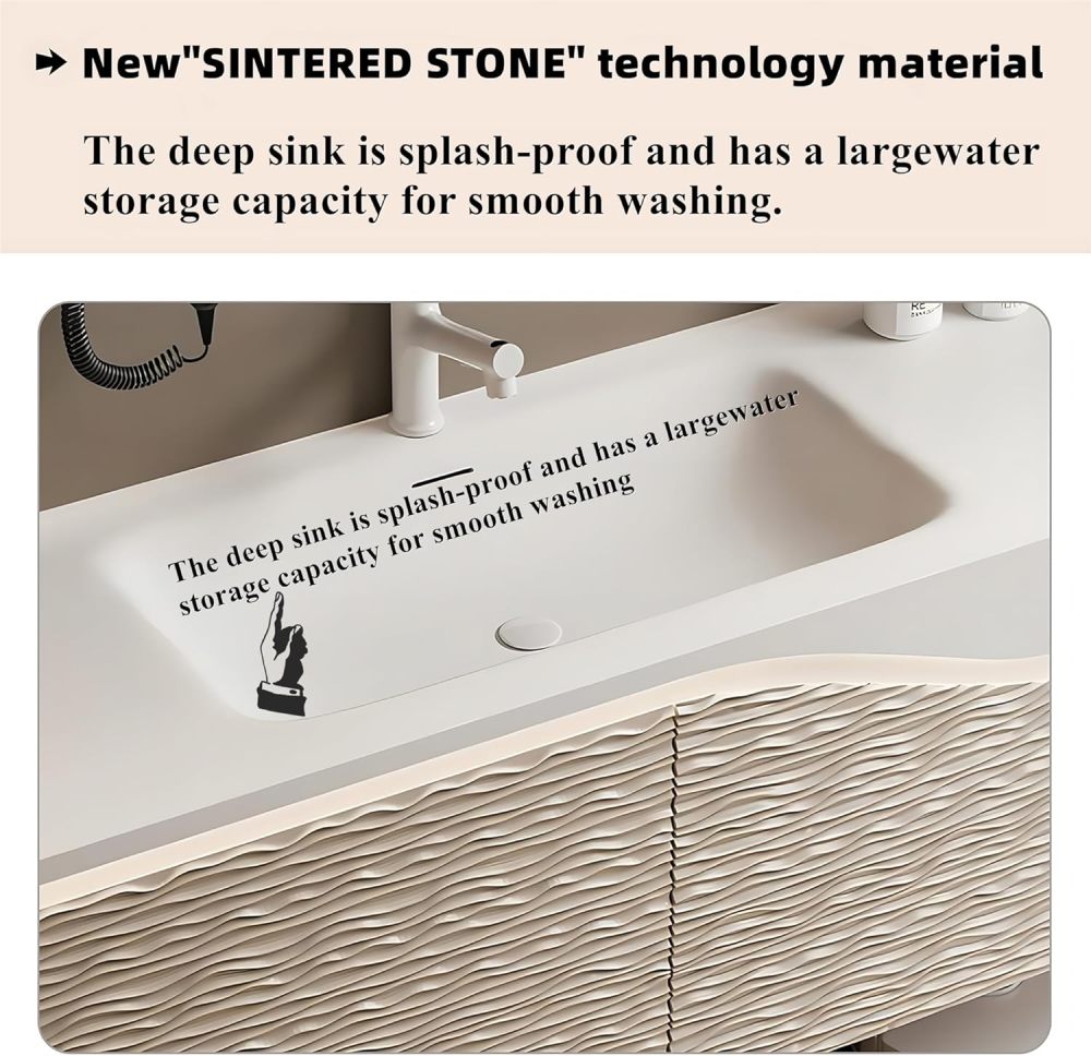 Bathroom Vanity - Elegant Bathroom Vanity with Sink, Floating Vanity Set,Includes Smart Defogging Mirror Cabinet and Multi-Function Shelf (48")