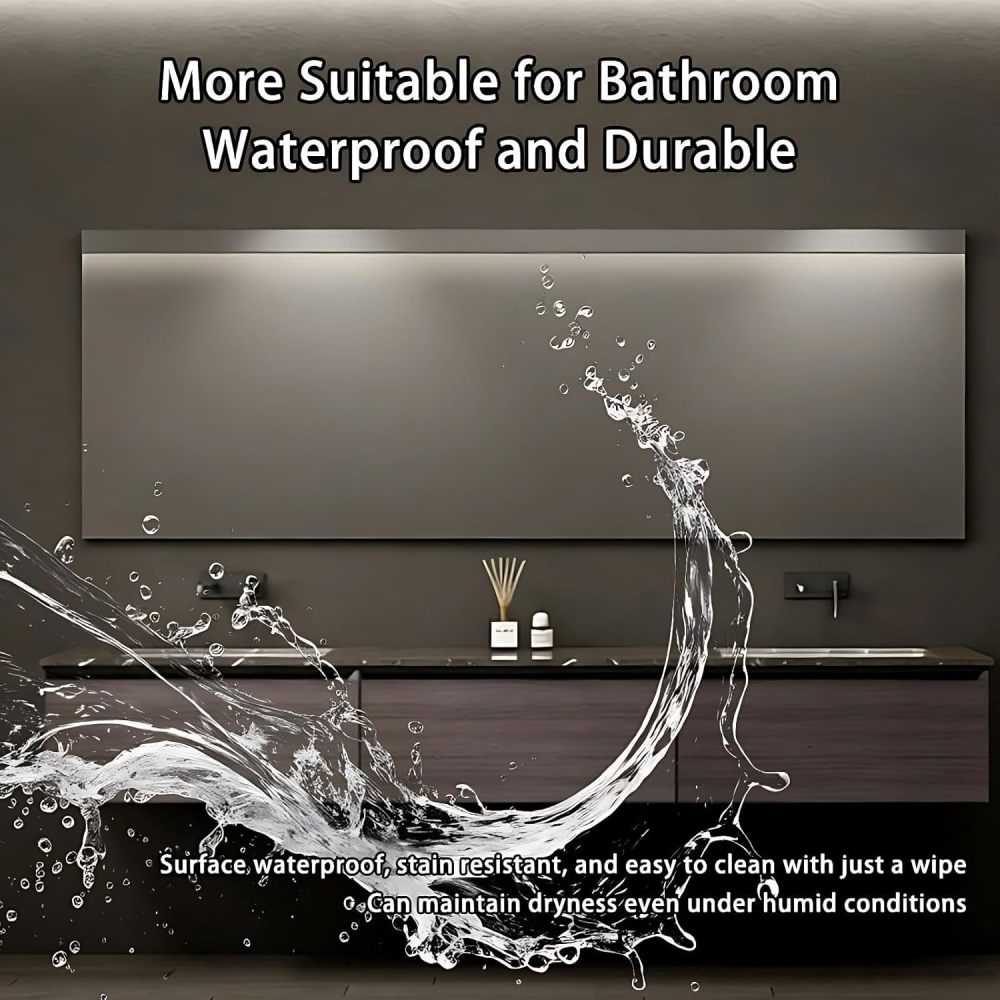 52IN Double Sink Bathroom Vanity - Solid Wood Bathroom Vanity with Smart Defog Mirror, One-Touch Defog & Lighting, Modern Sink Cabinet with 3 Drawers, No Assembly Required