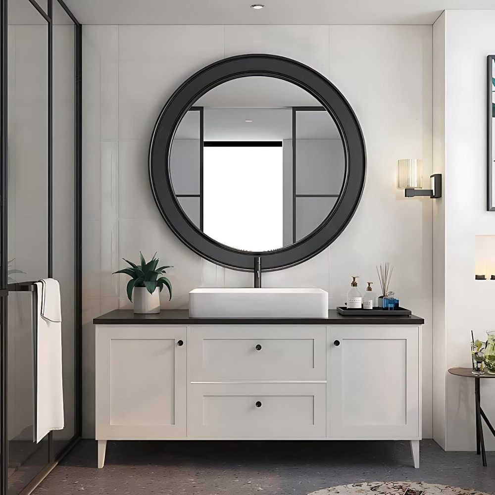80IN Elegant Bathroom Vanity with Sink - Single Floating Sink Design, Bathroom Vanity Cabinet with Intelligent Defogging Mirror, Waterproof & Moisture-Proof - Easy to Install, White
