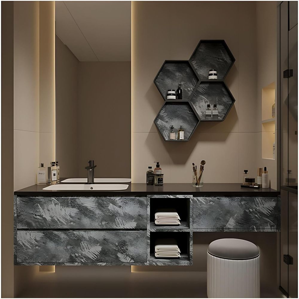 80IN Luxury Bathroom Vanity with Sink - Bathroom Vanity Cabinet, Intelligent Defogging Mirror, Single Floating Sink Design, Large Storage Drawers, Waterproof - Easy to Install, Style C