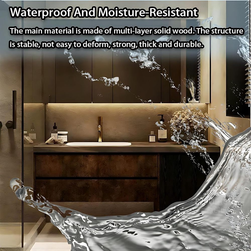 36IN Bathroom Vanity with Sink - Modern Bathroom Vanity Cabinet with Drawers, Single Floating Sink, Water Proof, Intelligent Defogging, Custom Sizes - Complete Accessories, Mirror Cabinet