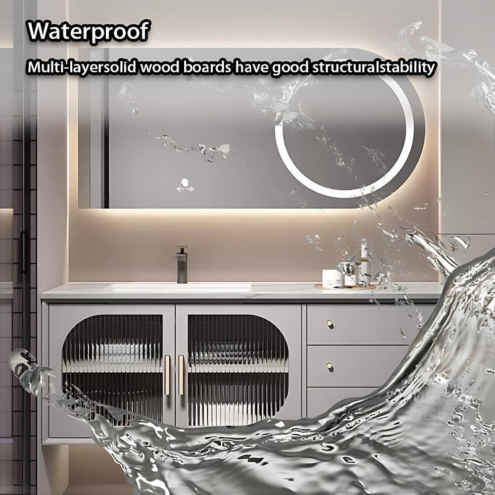 82IN Bathroom Vanity with Sink - Bathroom Sink Cabinet with Storage, Wall-Mounted Vanity, Intelligent Defogging, Easy to Clean, Waterproof, Customizable - Complete Accessories, Style D
