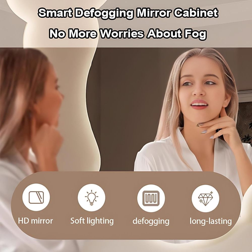 78IN Bathroom Vanity with Sink - Bathroom Vanity Cabinet with Intelligent Defogging Mirror, Double Floating Sink Design, Solid Wood, Customizable Size - Complete Accessories, White