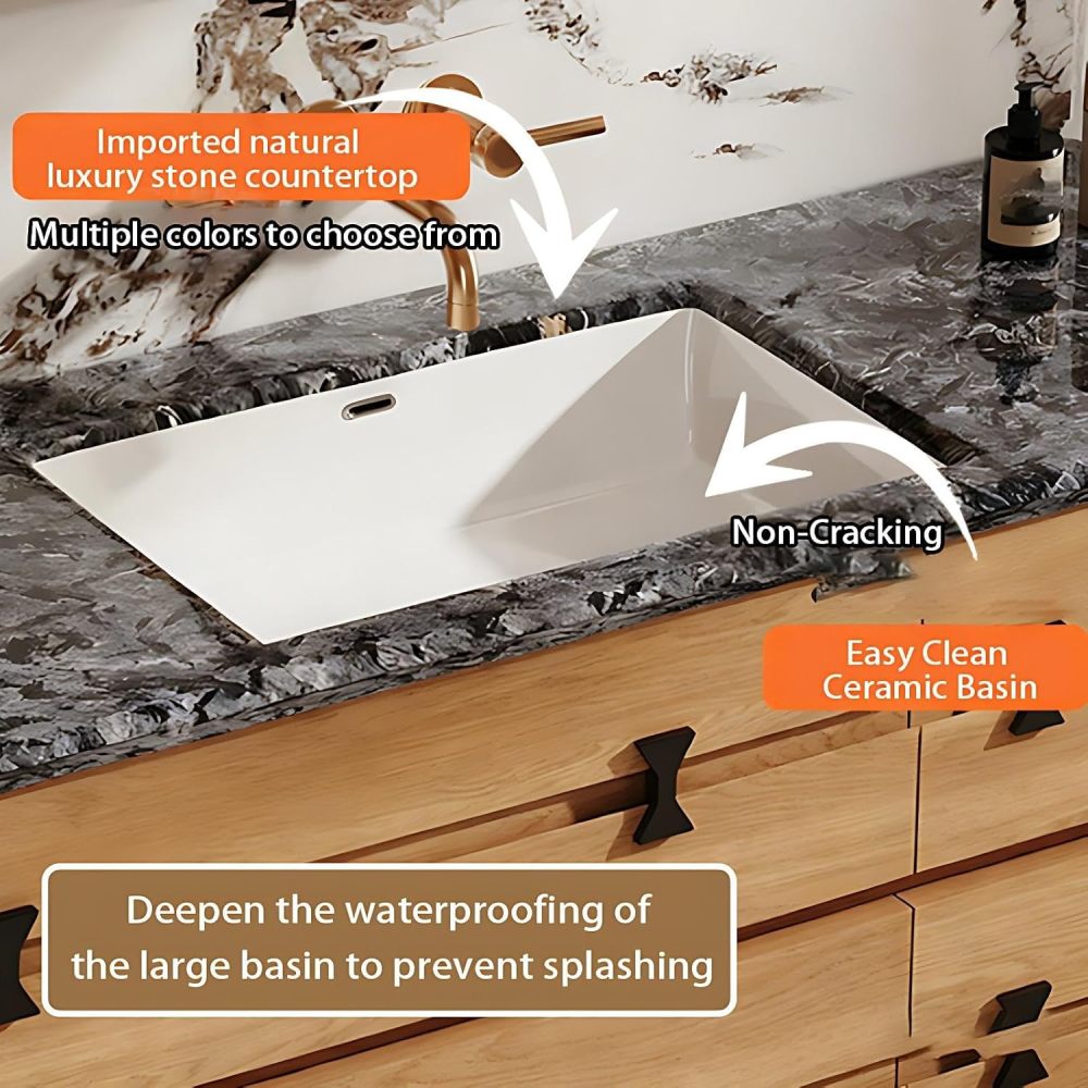 88IN Bathroom Vanity with Sink - Bathroom Sink Cabinet with Smart Defog Mirror, Single Floating Vanity, Large Storage Space, Multi-Layer Solid Wood - Complete Accessories, Mirror