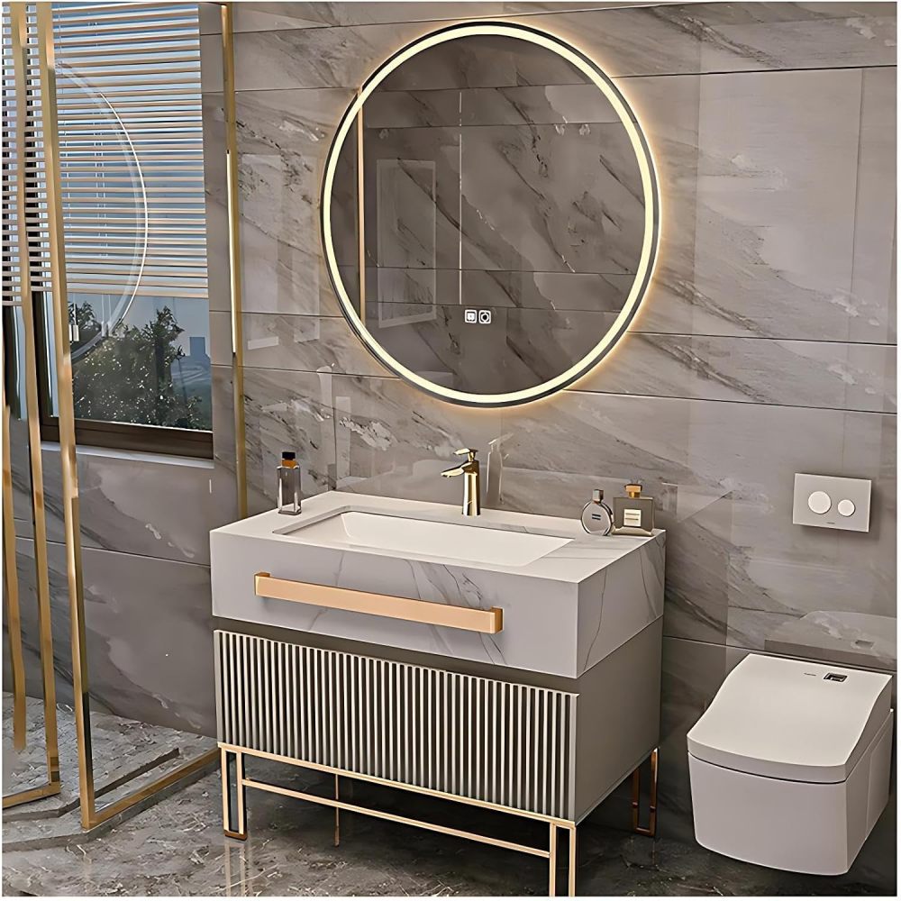 70IN Luxury Bathroom Vanity with Sink - Bathroom Vanity Cabinet with Mirror, Single Floating Sink Design, Intelligent Defogging, Solid Wood, Customizable Sizes - Easy to Install, White