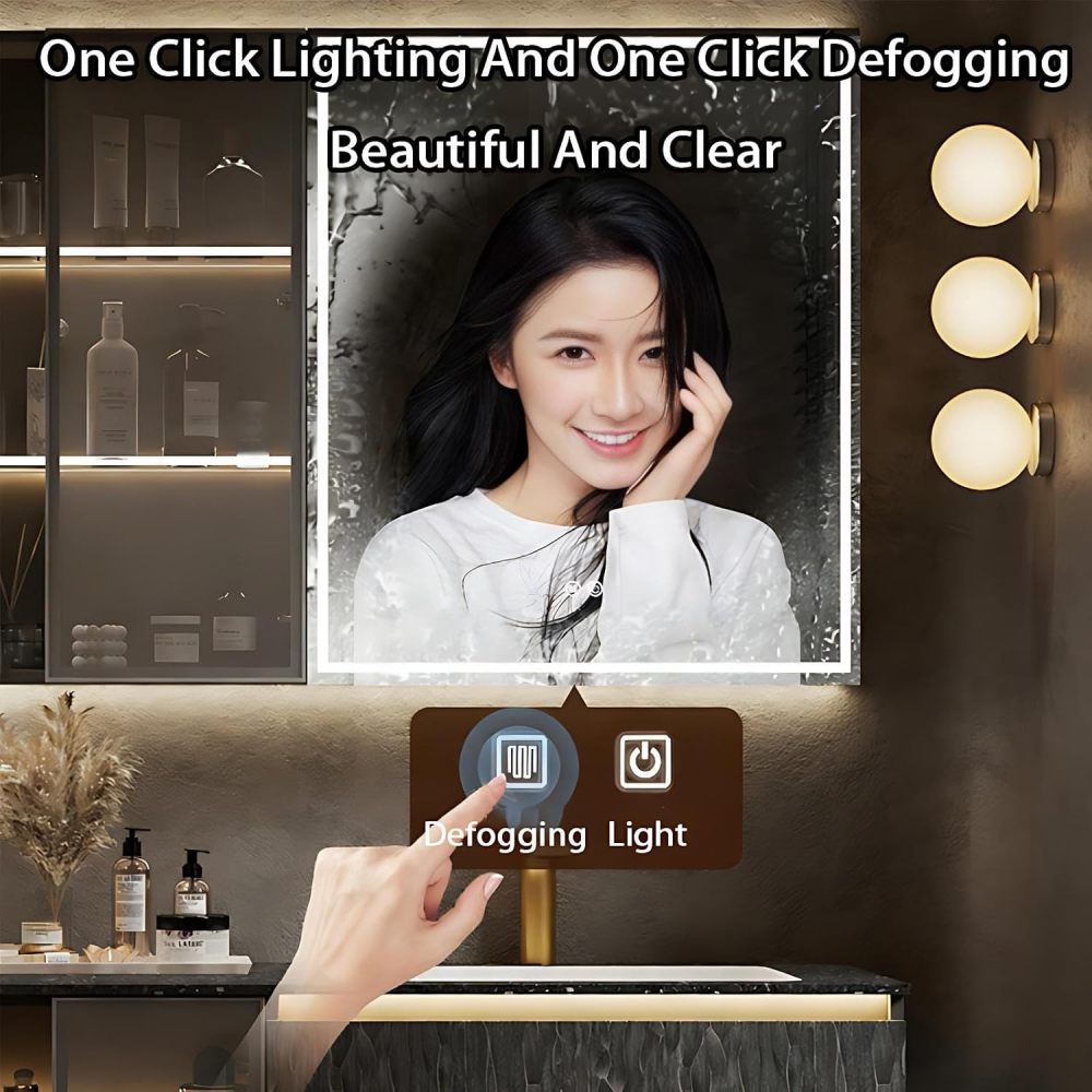 80IN Bathroom Vanity with Sink - Bathroom Sink Cabinet with Motion Sensor Lighting, Wall-Mounted Vanity, Intelligent Defogging, Waterproof, Customizable - Complete Accessories, Brown